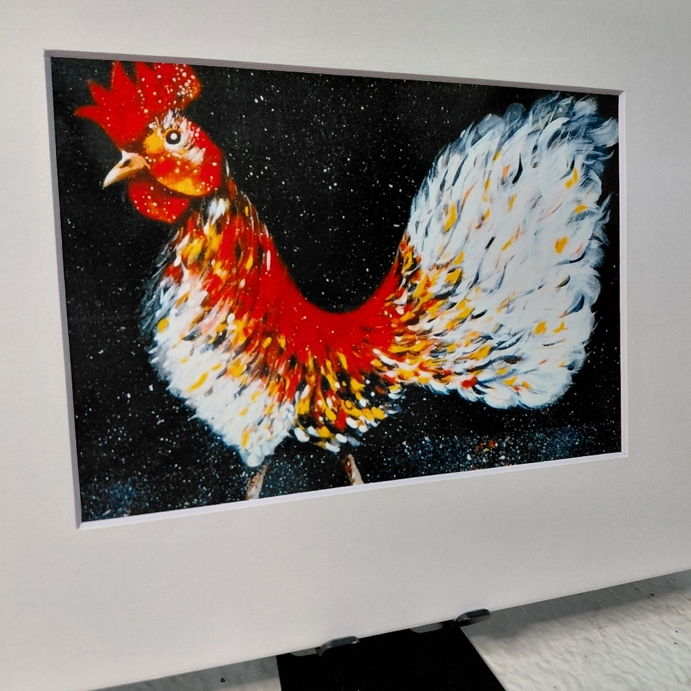NWT- Rooster Art Print By Jack E. Stiddard 5x7 Photo/8x10 Mat